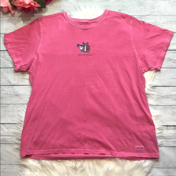 Life Is Good Tops - Life is Good Pink Hold Your Horses Graphic Tee
